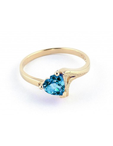 0.95 Carat 14K Solid Yellow Gold Ring Natural Blue Topaz des créatures d'habitude