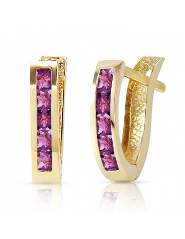 0.85 Carat 14K Solid Yellow Gold Oval Huggie Earrings Purple Amethyst Par le système avancé 