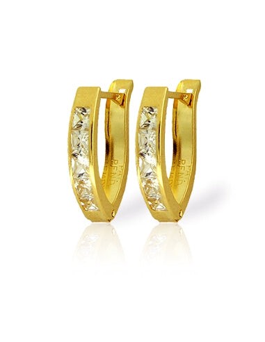 1.58 Carat 14K Solid Yellow Gold Medium Cubic Zirconia Oval Hoops Toutes les collections ici