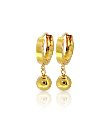 14K Solid Yellow Gold Hoop Earrings Ball Dangling Comparez et commandez 