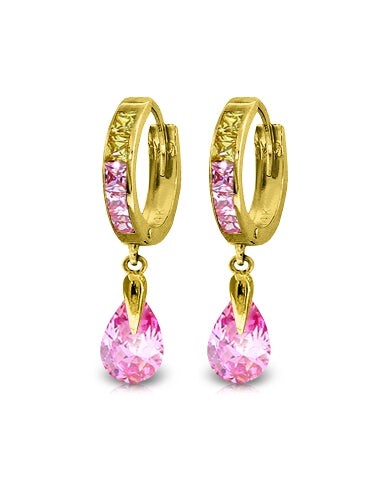 5.68 Carat 14K Solid Yellow Gold Pink Act Cubic Zirconia Earrings les muscles